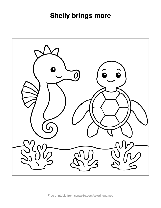 Shelly brings more — free printable ocean coloring page