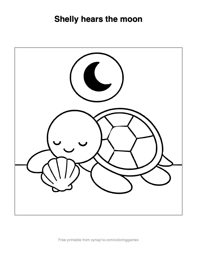 Shelly hears the moon — free printable ocean coloring page