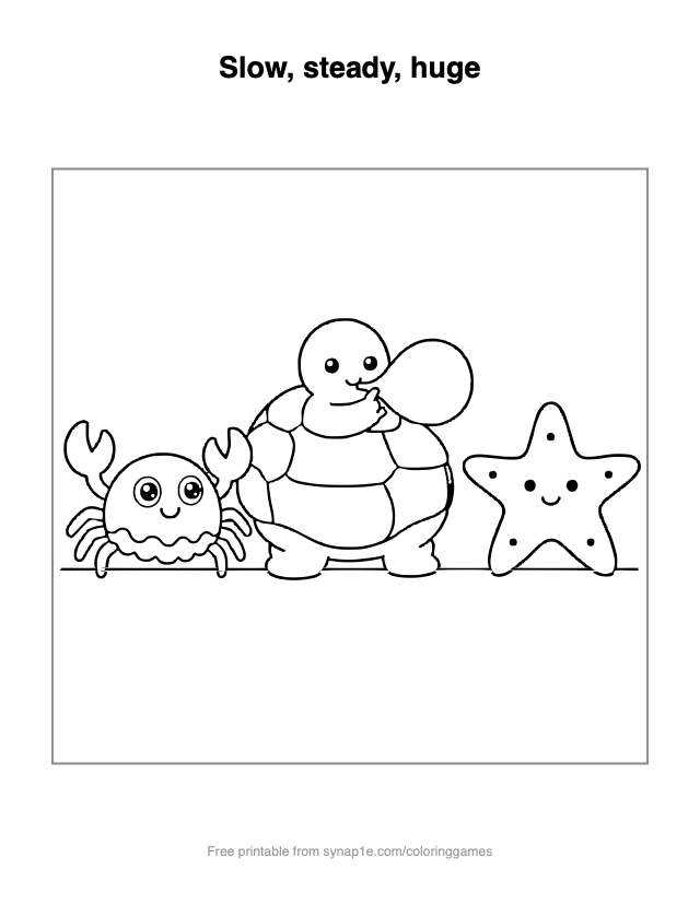 Slow, steady, huge — free printable ocean coloring page
