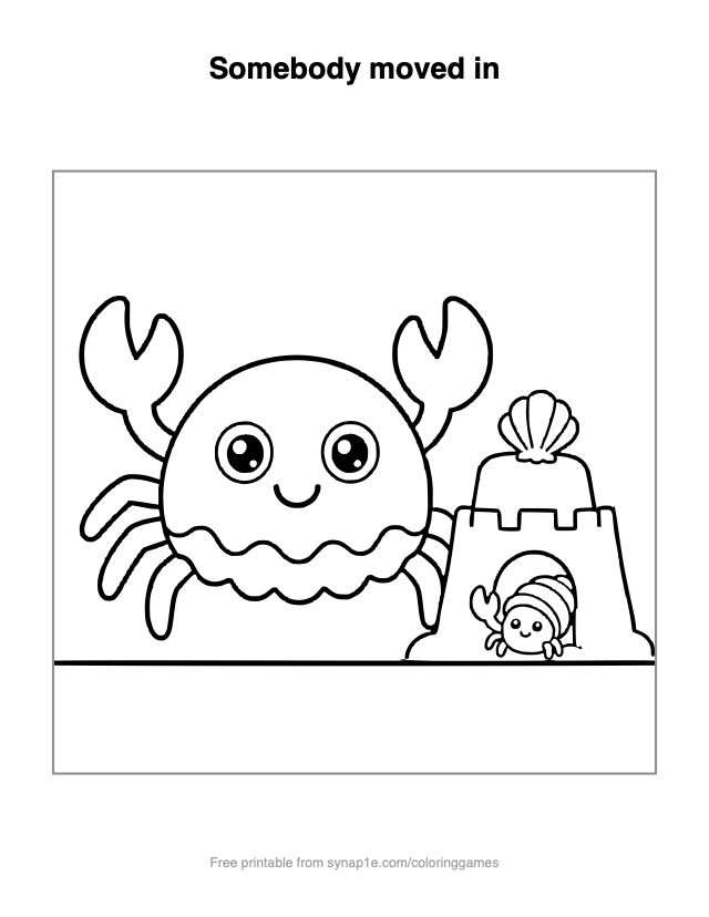 Somebody moved in — free printable ocean coloring page