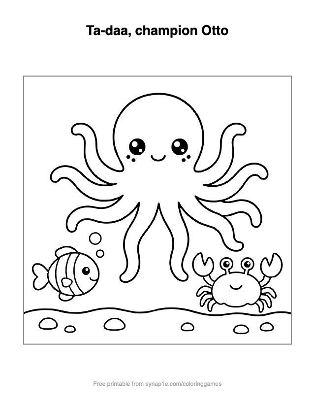 Ta-daa, champion Otto — free printable ocean coloring page