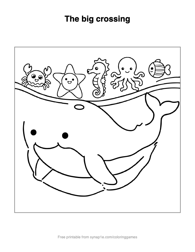The big crossing — free printable ocean coloring page
