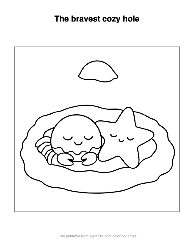 The bravest cozy hole — free printable ocean coloring page