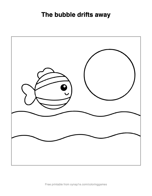 The bubble drifts away — free printable ocean coloring page