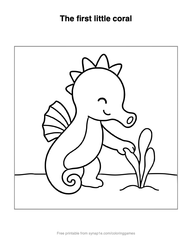 The first little coral — free printable ocean coloring page