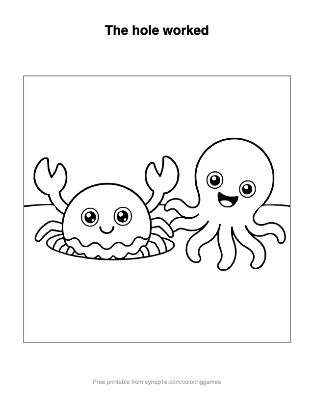 The hole worked — free printable ocean coloring page