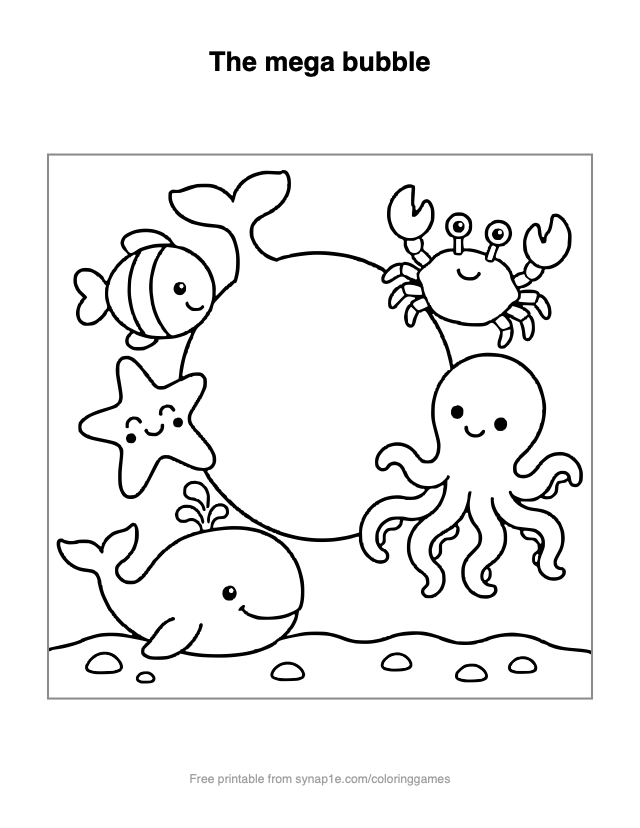 The mega bubble — free printable ocean coloring page