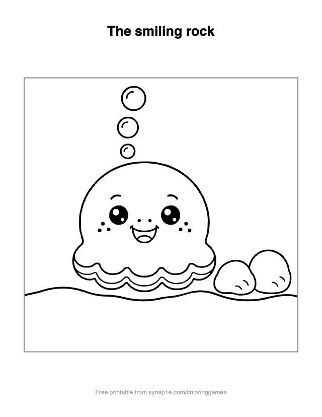 The smiling rock — free printable ocean coloring page