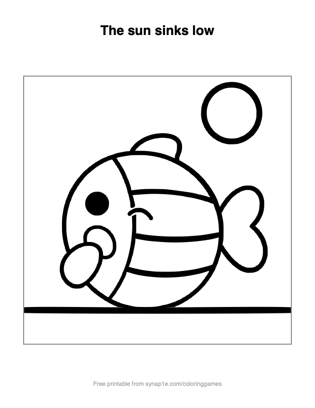 The sun sinks low — free printable ocean coloring page