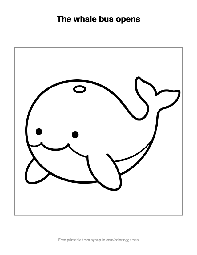 The whale bus opens — free printable ocean coloring page