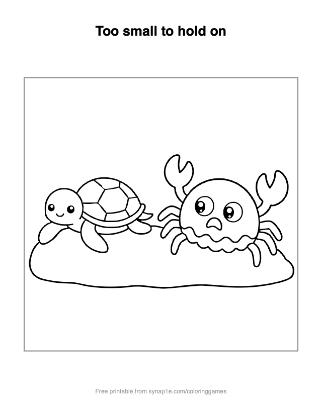 Too small to hold on — free printable ocean coloring page