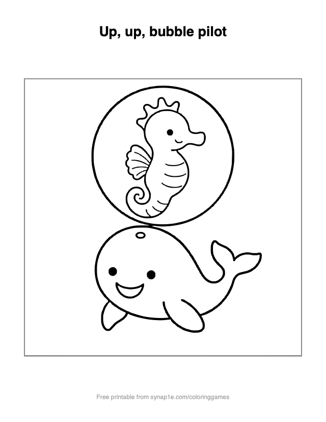 Up, up, bubble pilot — free printable ocean coloring page