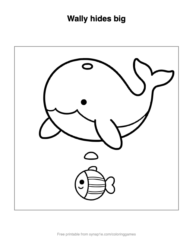 Wally hides big — free printable ocean coloring page