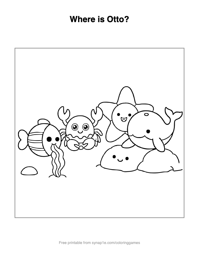 Where is Otto? — free printable ocean coloring page