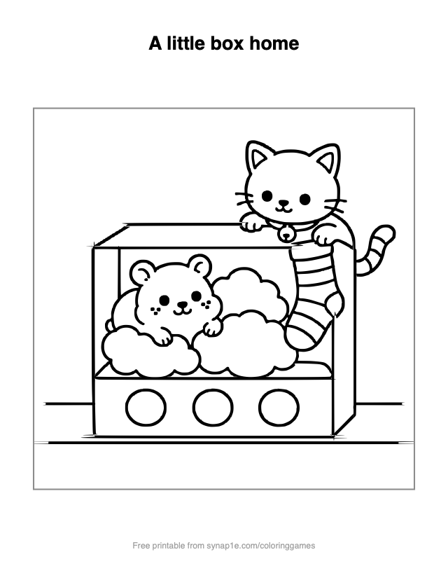 A little box home — free printable pets coloring page
