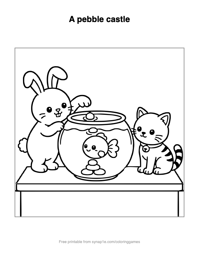 A pebble castle — free printable pets coloring page