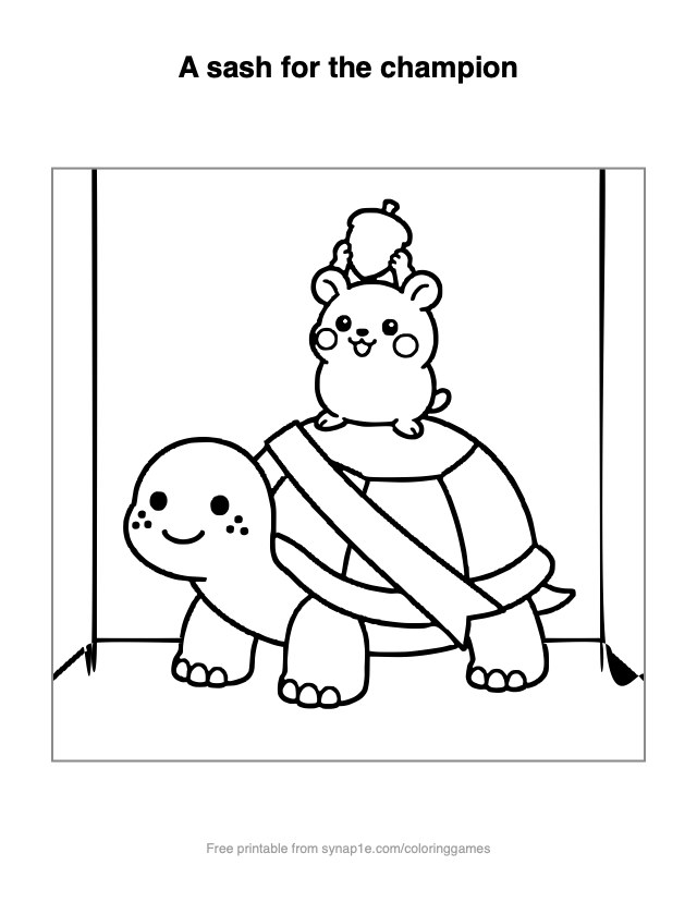 A sash for the champion — free printable pets coloring page