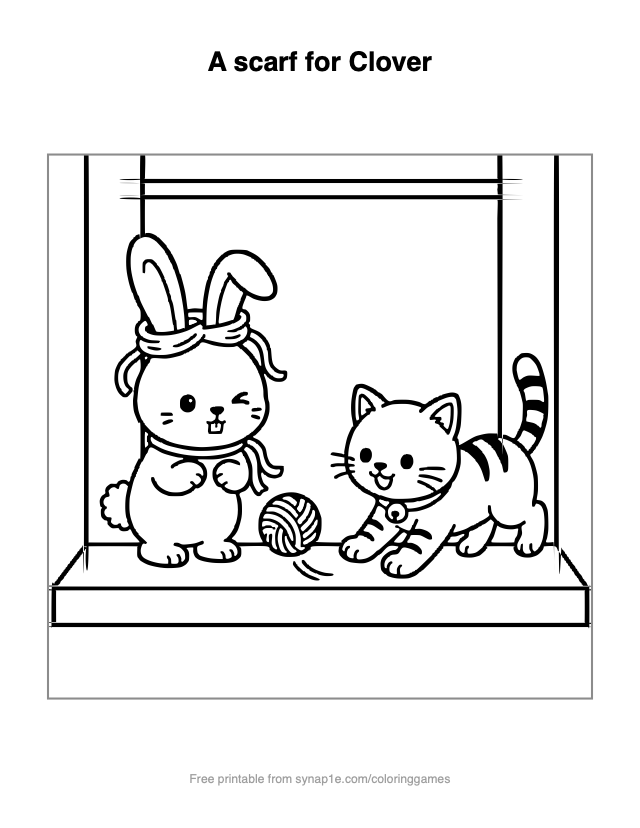 A scarf for Clover — free printable pets coloring page