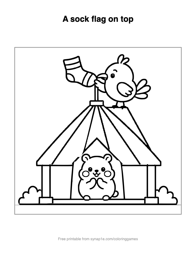 A sock flag on top — free printable pets coloring page