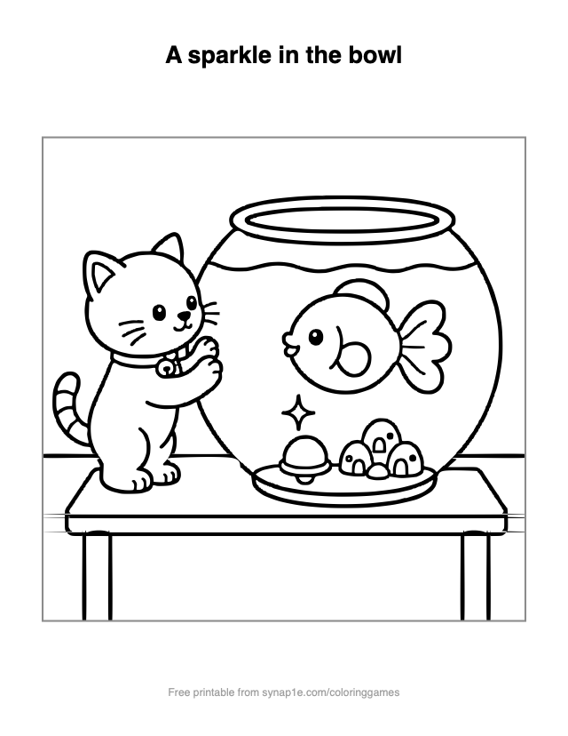 A sparkle in the bowl — free printable pets coloring page