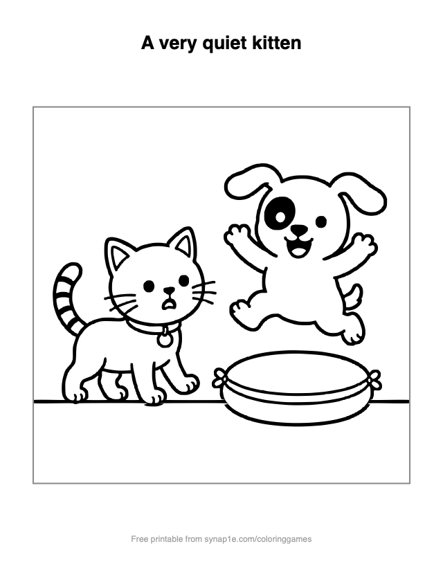 A very quiet kitten — free printable pets coloring page