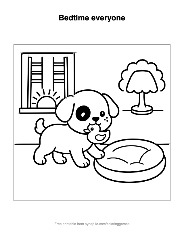 Bedtime everyone — free printable pets coloring page