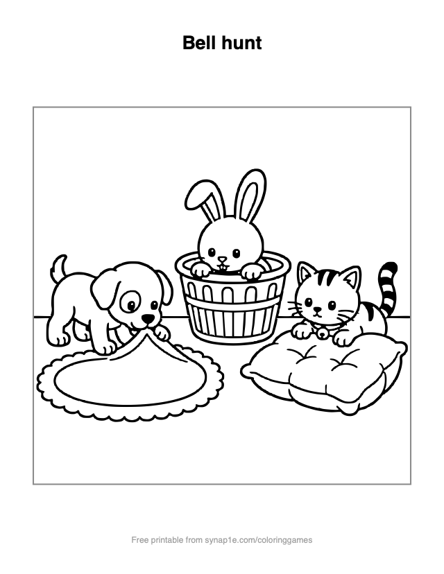 Bell hunt — free printable pets coloring page