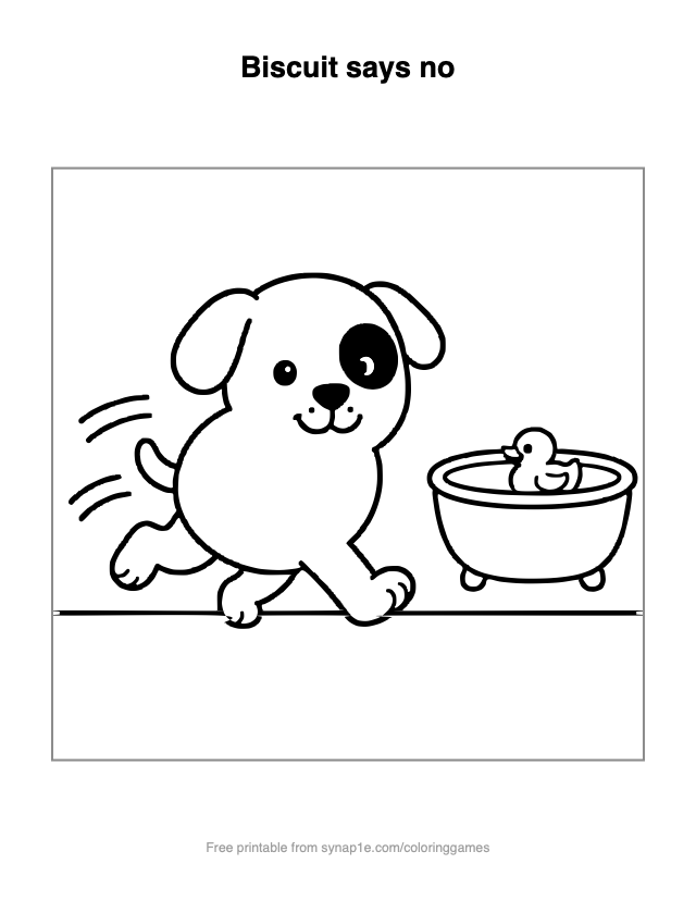 Biscuit says no — free printable pets coloring page