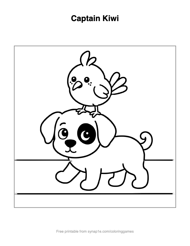 Captain Kiwi — free printable pets coloring page