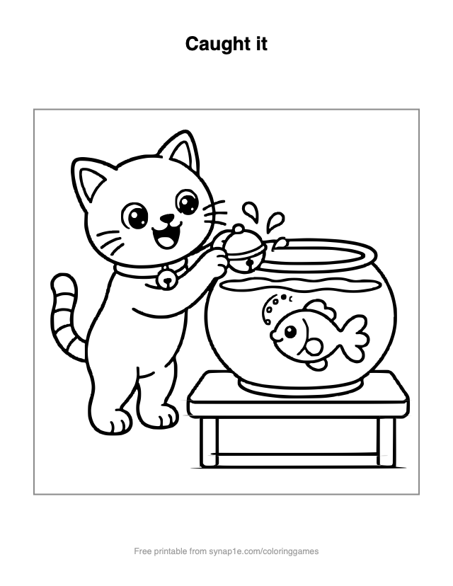 Caught it — free printable pets coloring page