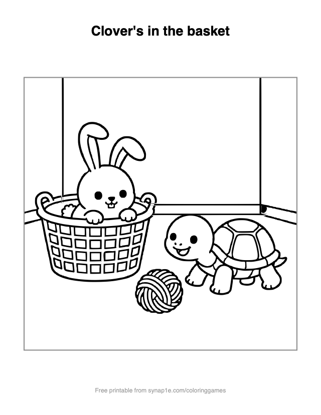 Clover's in the basket — free printable pets coloring page