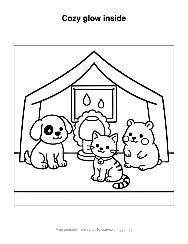 Cozy glow inside — free printable pets coloring page