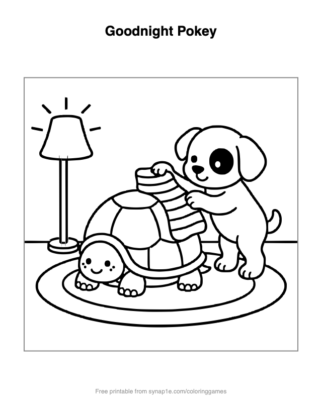 Goodnight Pokey — free printable pets coloring page
