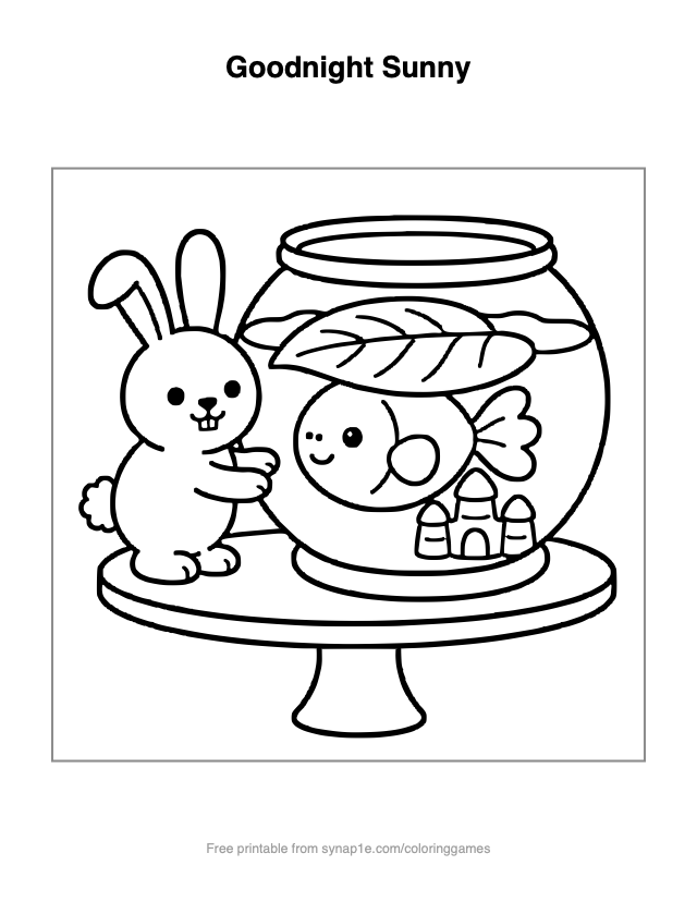 Goodnight Sunny — free printable pets coloring page