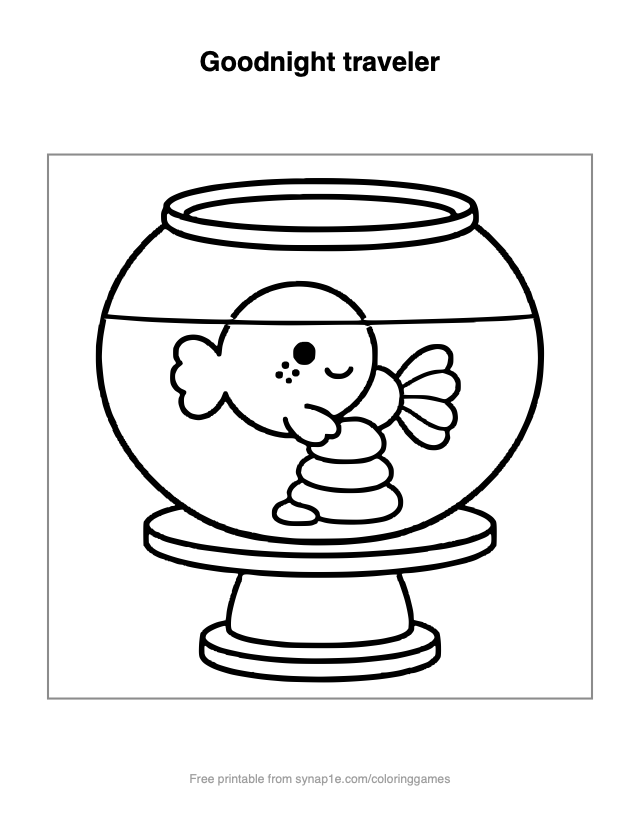 Goodnight traveler — free printable pets coloring page