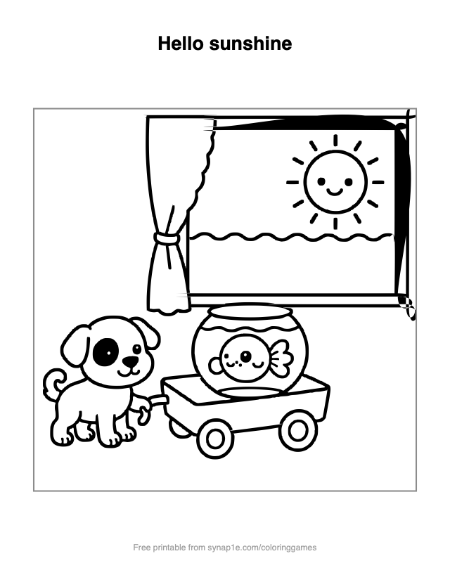 Hello sunshine — free printable pets coloring page