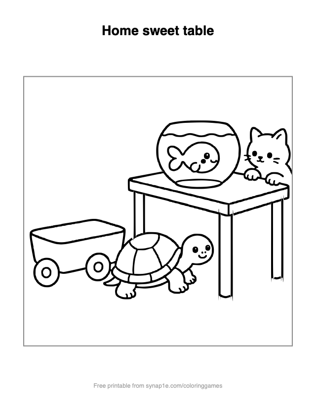 Home sweet table — free printable pets coloring page