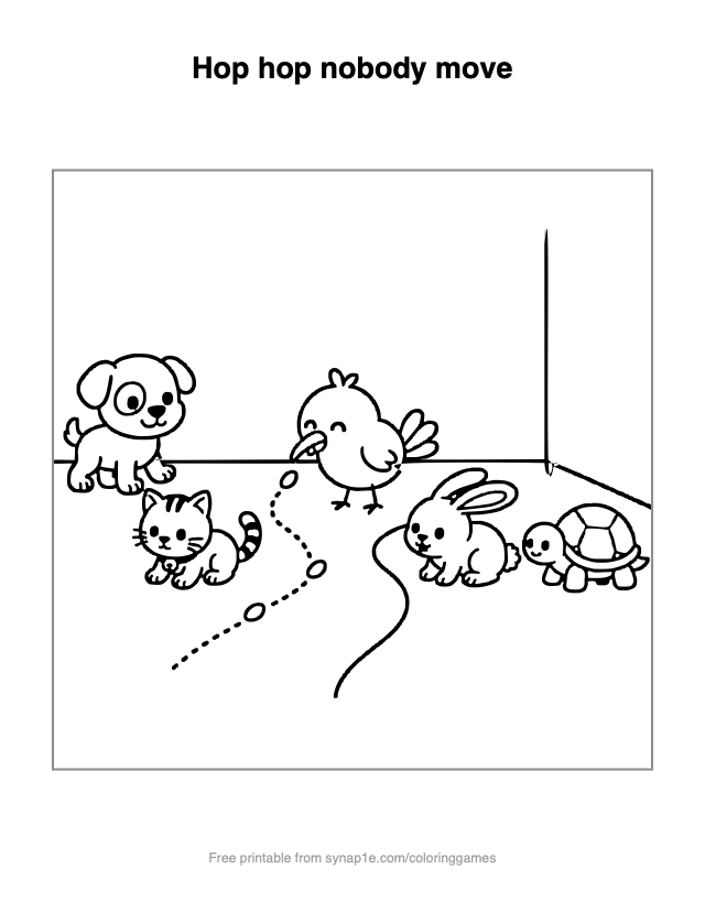 Hop hop nobody move — free printable pets coloring page