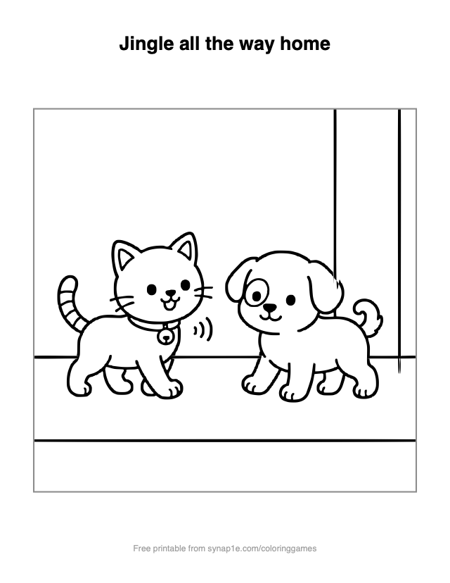Jingle all the way home — free printable pets coloring page