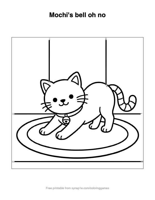 Mochi's bell oh no — free printable pets coloring page