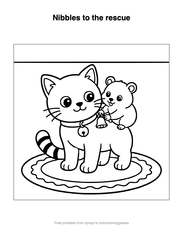Nibbles to the rescue — free printable pets coloring page