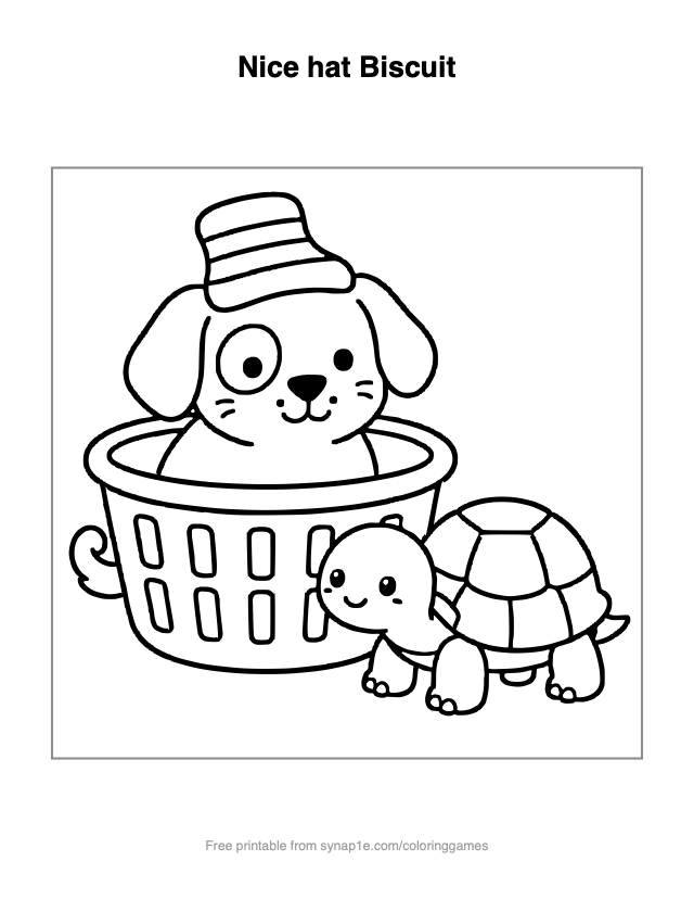 Nice hat Biscuit — free printable pets coloring page