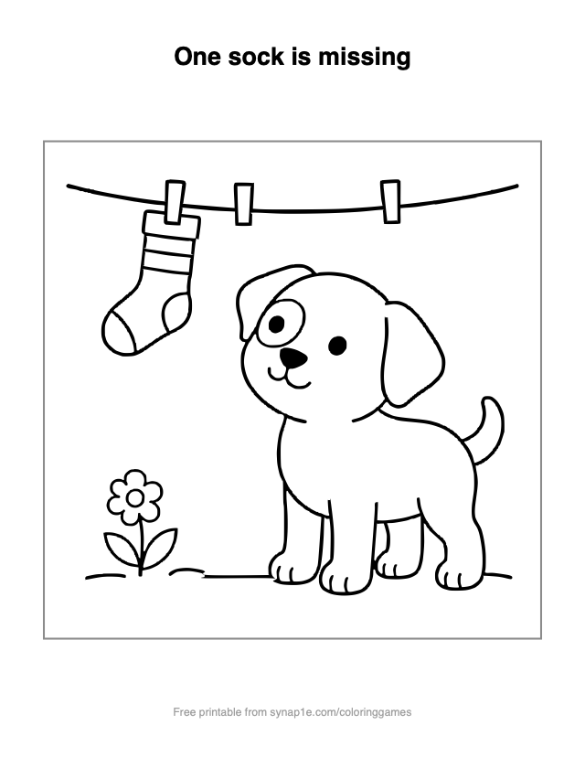 One sock is missing — free printable pets coloring page