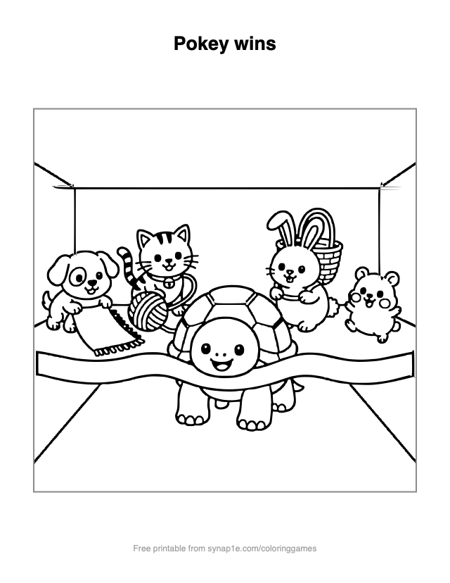 Pokey wins — free printable pets coloring page