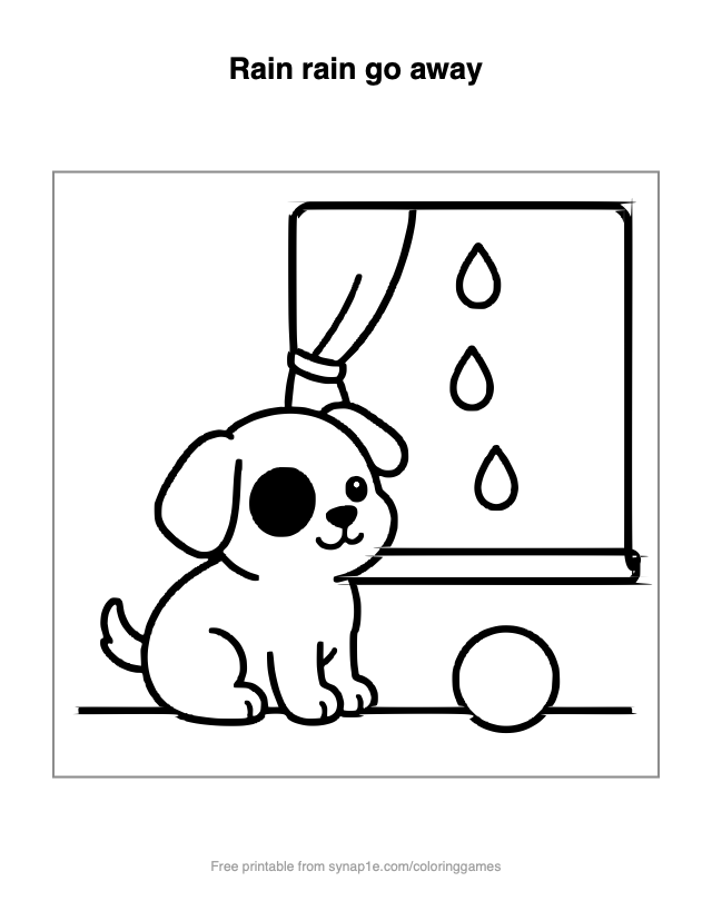 Rain rain go away — free printable pets coloring page