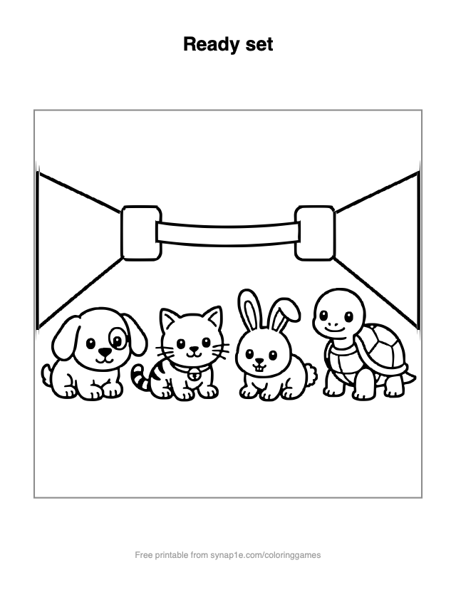 Ready set — free printable pets coloring page