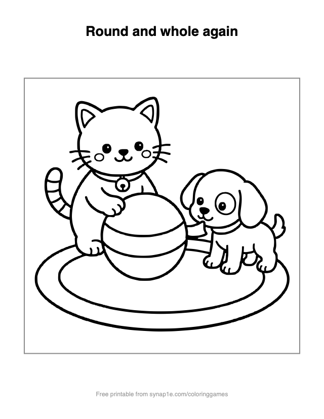 Round and whole again — free printable pets coloring page