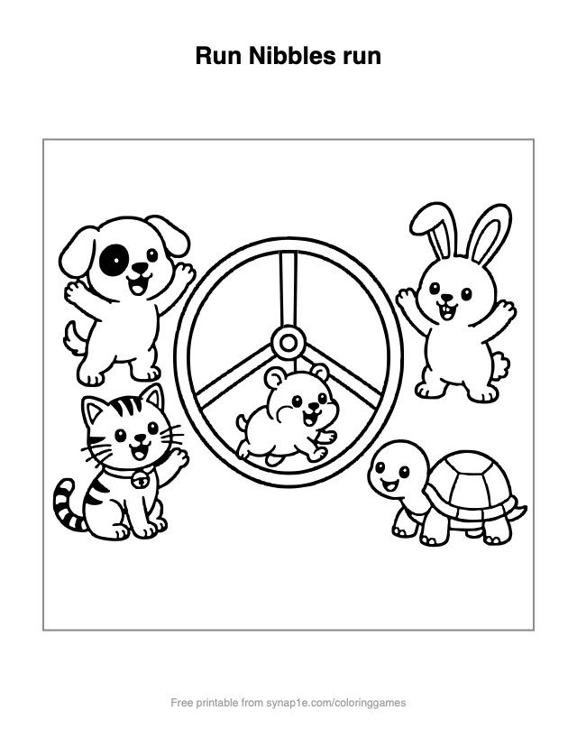 Run Nibbles run — free printable pets coloring page