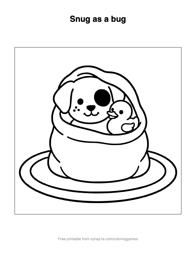 Snug as a bug — free printable pets coloring page