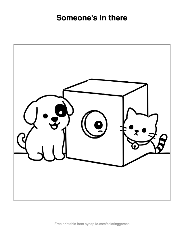 Someone's in there — free printable pets coloring page